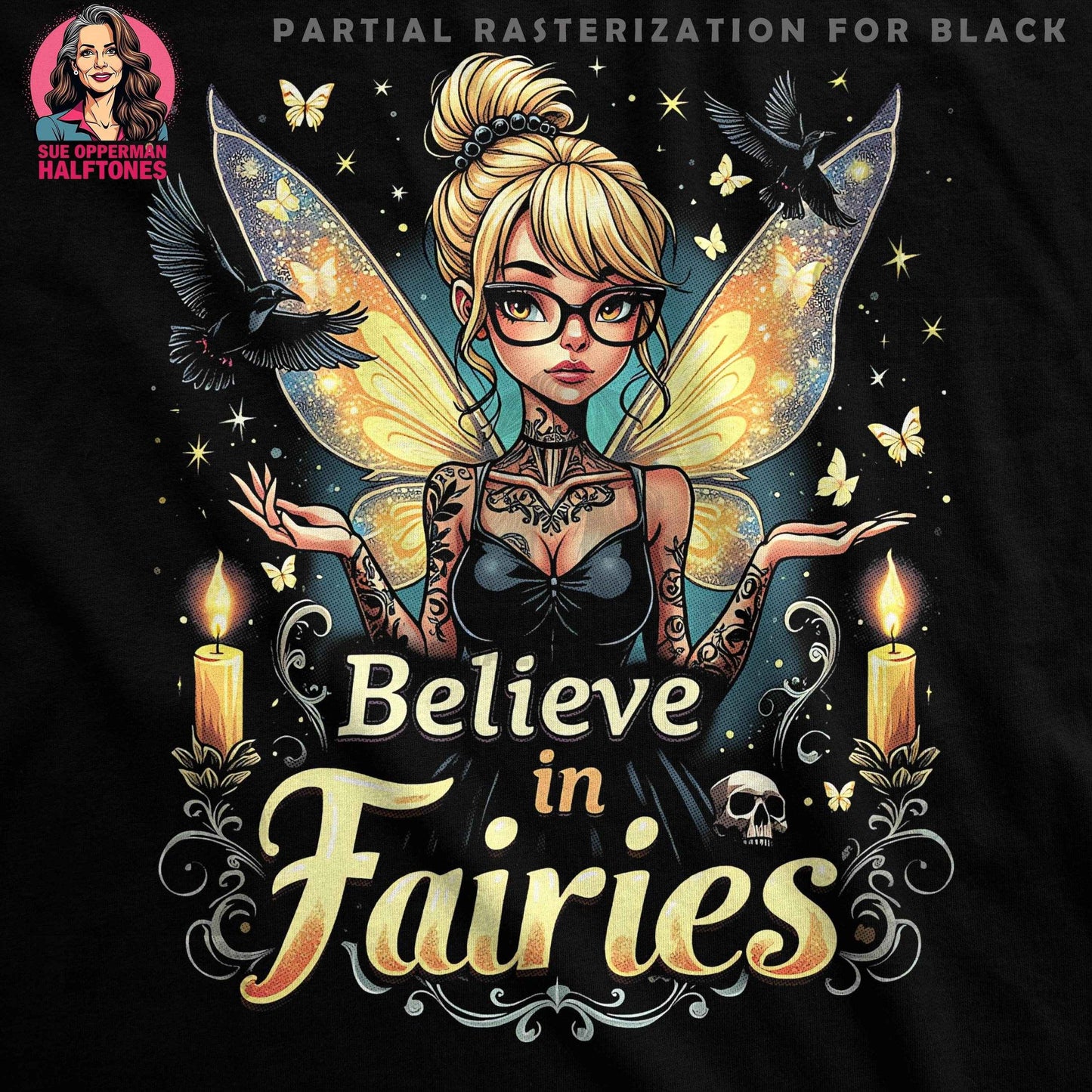 Believe in Fairies Halftone T-Shirt Design Digital - halftone PNG for T-shirts – Sue Opperman Halftones