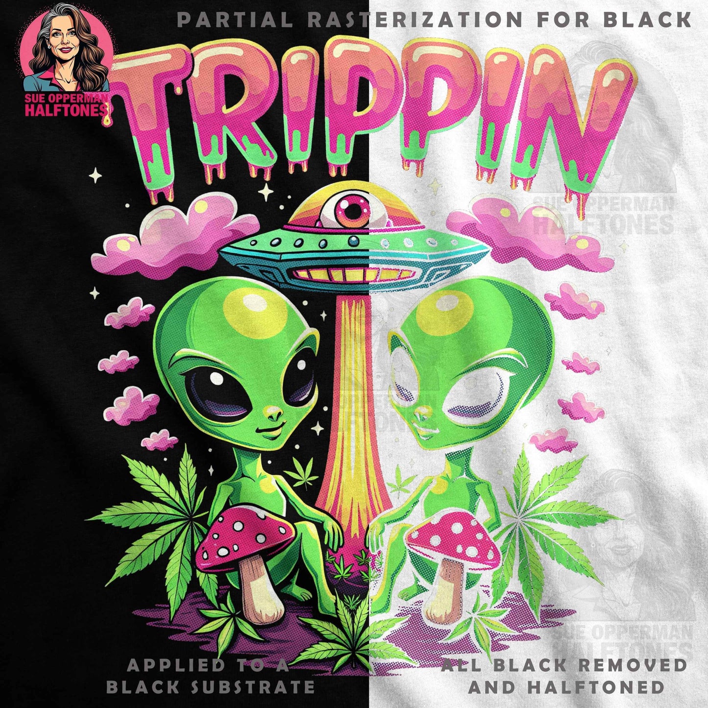 Alien Halftone T-Shirt Design - halftone PNG for T-shirts – Sue Opperman Halftones