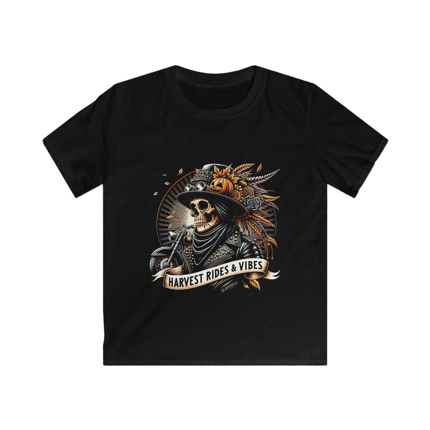 Halloween Skull Biker with Pumpkin Digital Halftoned T-Shirt Design - halftone PNG for T-shirts – Sue Opperman Halftones