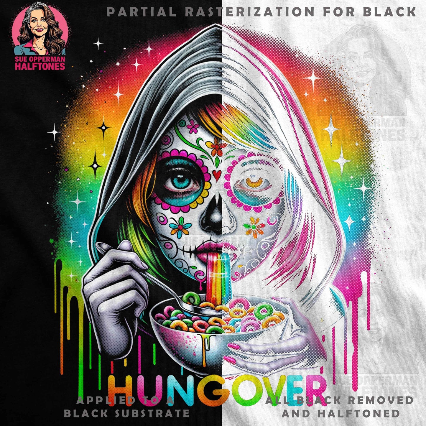 Hangover Sugar Skull Halftone T-Shirt Design - halftone PNG for T-shirts – Sue Opperman Halftones
