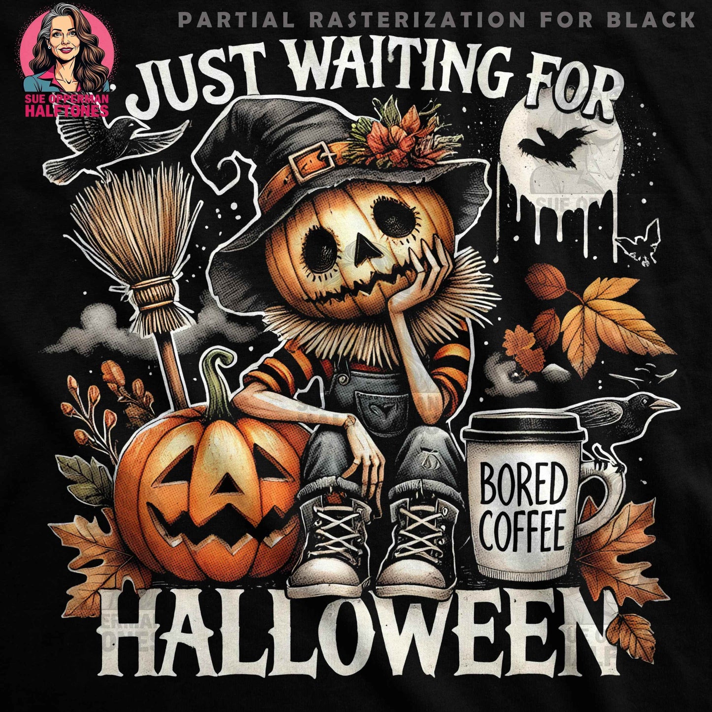 Halloween Pumpkin Just Waiting For Halftoned T-shirt Design - halftone PNG for T-shirts – Sue Opperman Halftones
