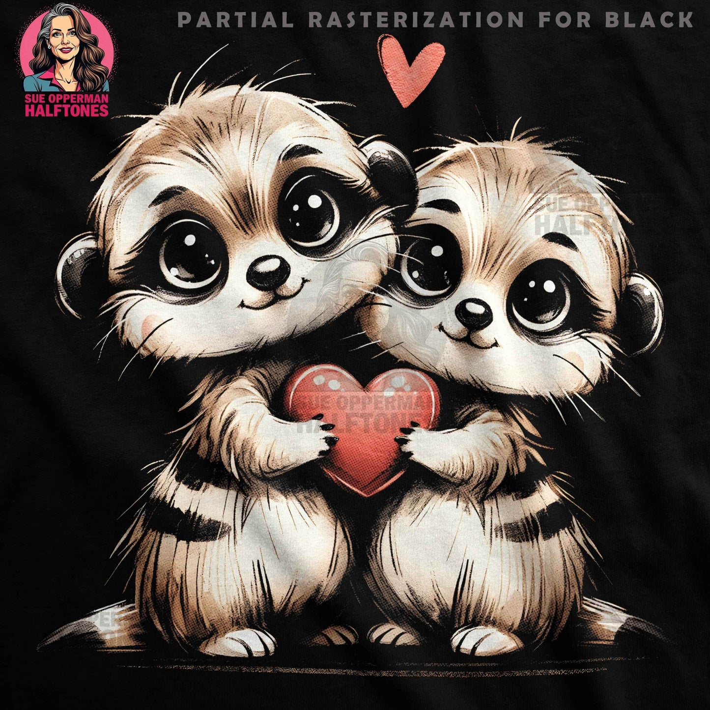 Valentine Cute Animals Holding Heart Halftone T-Shirt Design - halftone PNG for T-shirts – Sue Opperman Halftones