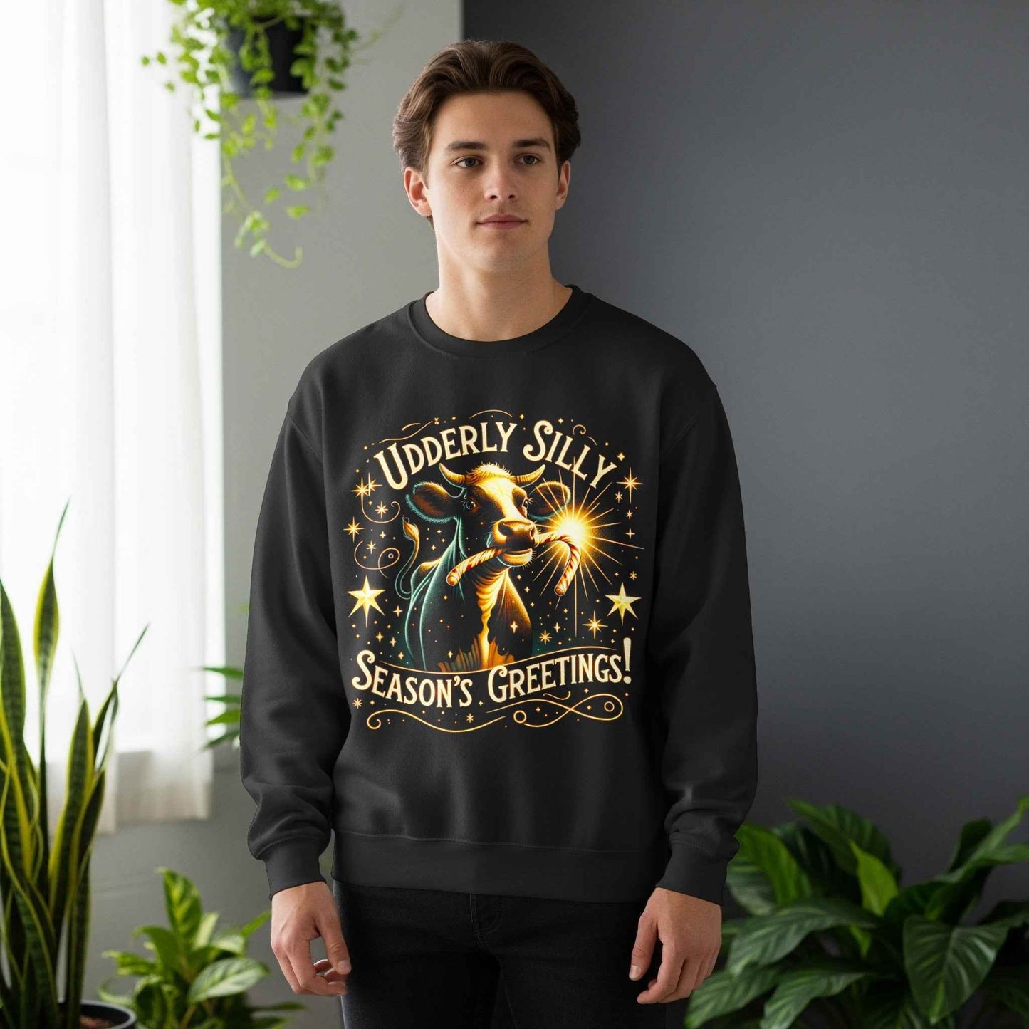 Christmas Cow Udderly Silly Greetings Digital Halftone T-Shirt Design - halftone PNG for T-shirts – Sue Opperman Halftones