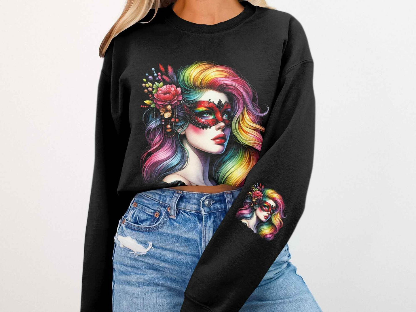 Glamour Rainbow Lady Portrait Halftoned T-Shirt Design - halftone PNG for T-shirts – Sue Opperman Halftones