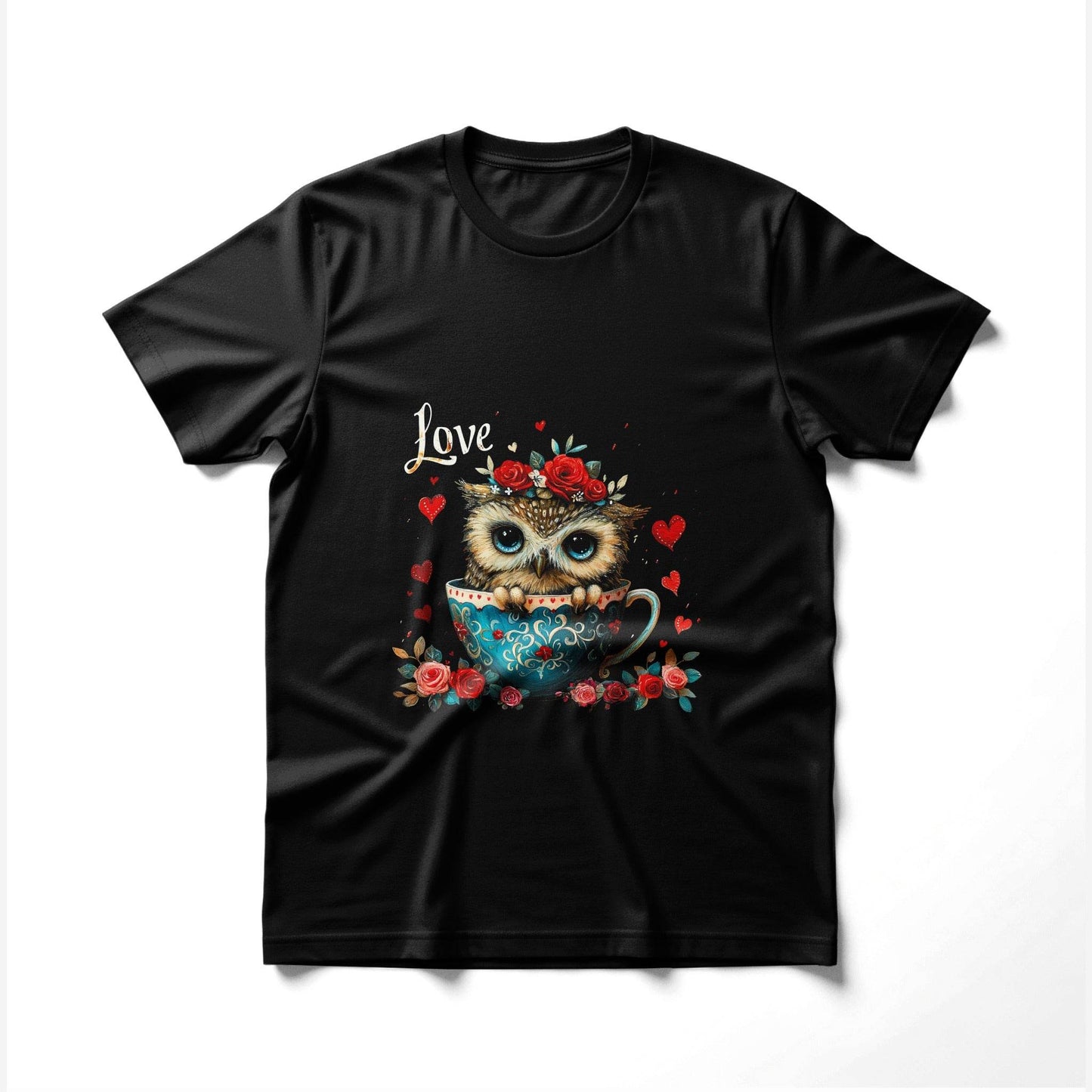 Floral Owl Inside Tea Cup Halftone T-Shirt Design - halftone PNG for T-shirts – Sue Opperman Halftones