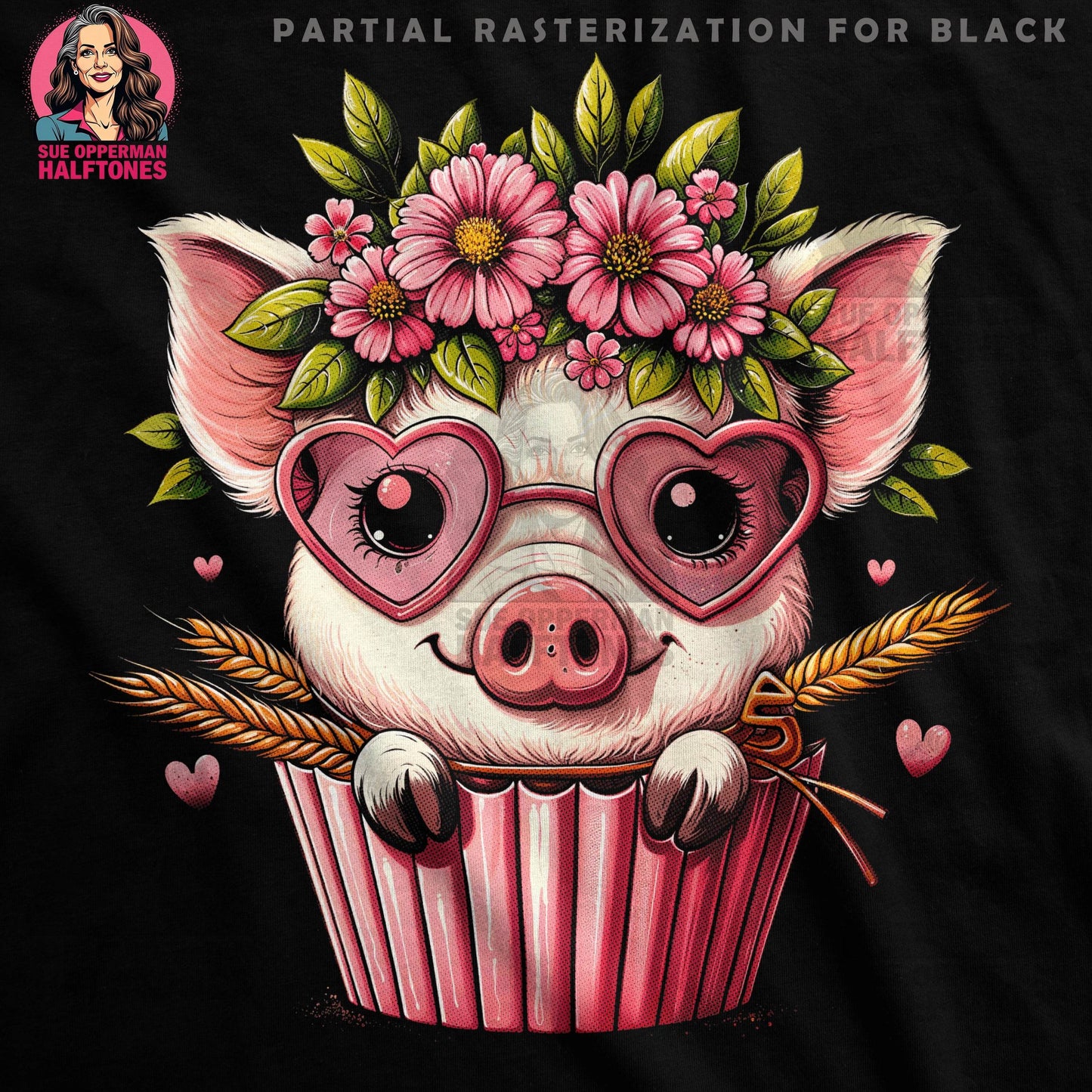 Cute Pig Valentines Halftone T-Shirt Design - halftone PNG for T-shirts – Sue Opperman Halftones