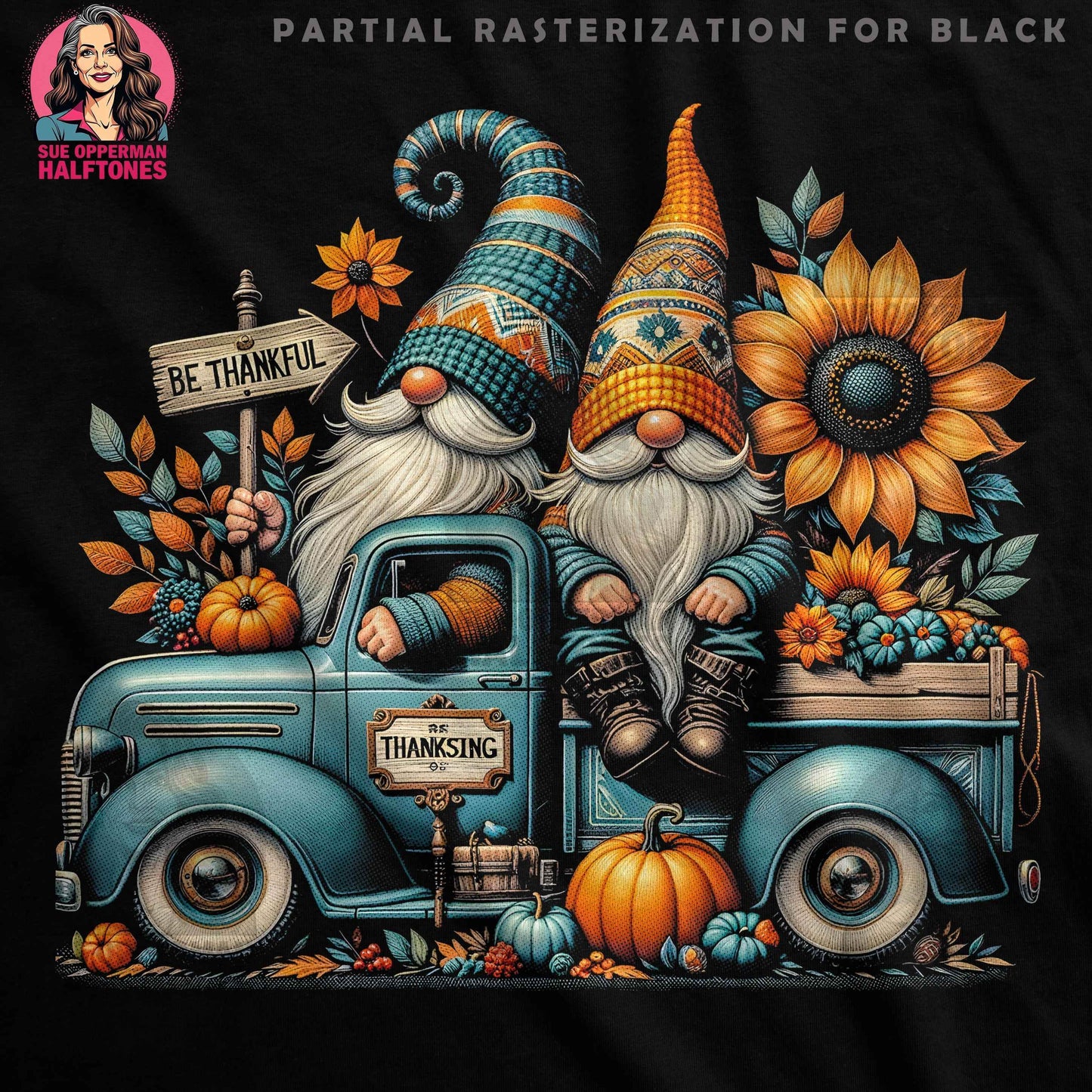 Thanksgiving Gnomes Halftone T-Shirt Design - halftone PNG for T-shirts – Sue Opperman Halftones