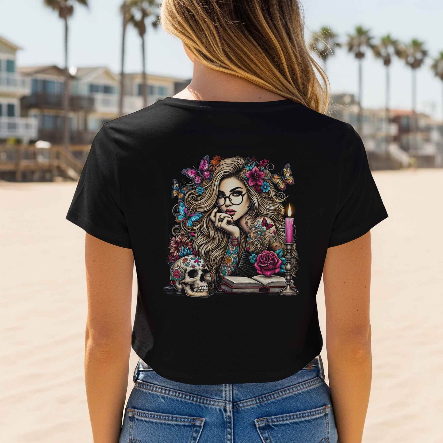 Glamour Girl Butterfly Floral Halftone T-Shirt Design - halftone PNG for T-shirts – Sue Opperman Halftones