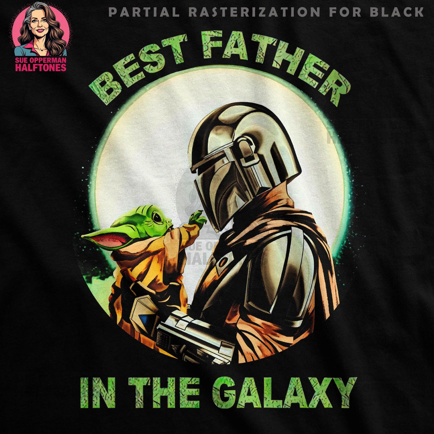 Father's Day Mandalorian Halftone T-Shirt Design - halftone PNG for T-shirts β Sue Opperman Halftones