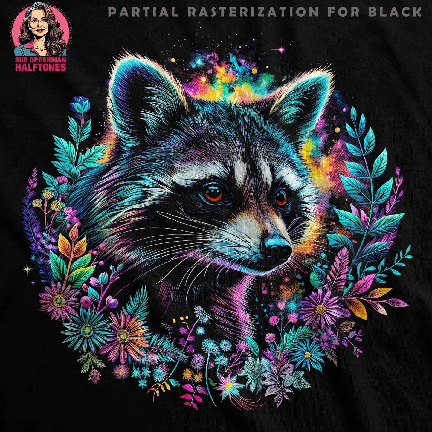 Floral Fox Halftone T-Shirt Design - halftone PNG for T-shirts – Sue Opperman Halftones
