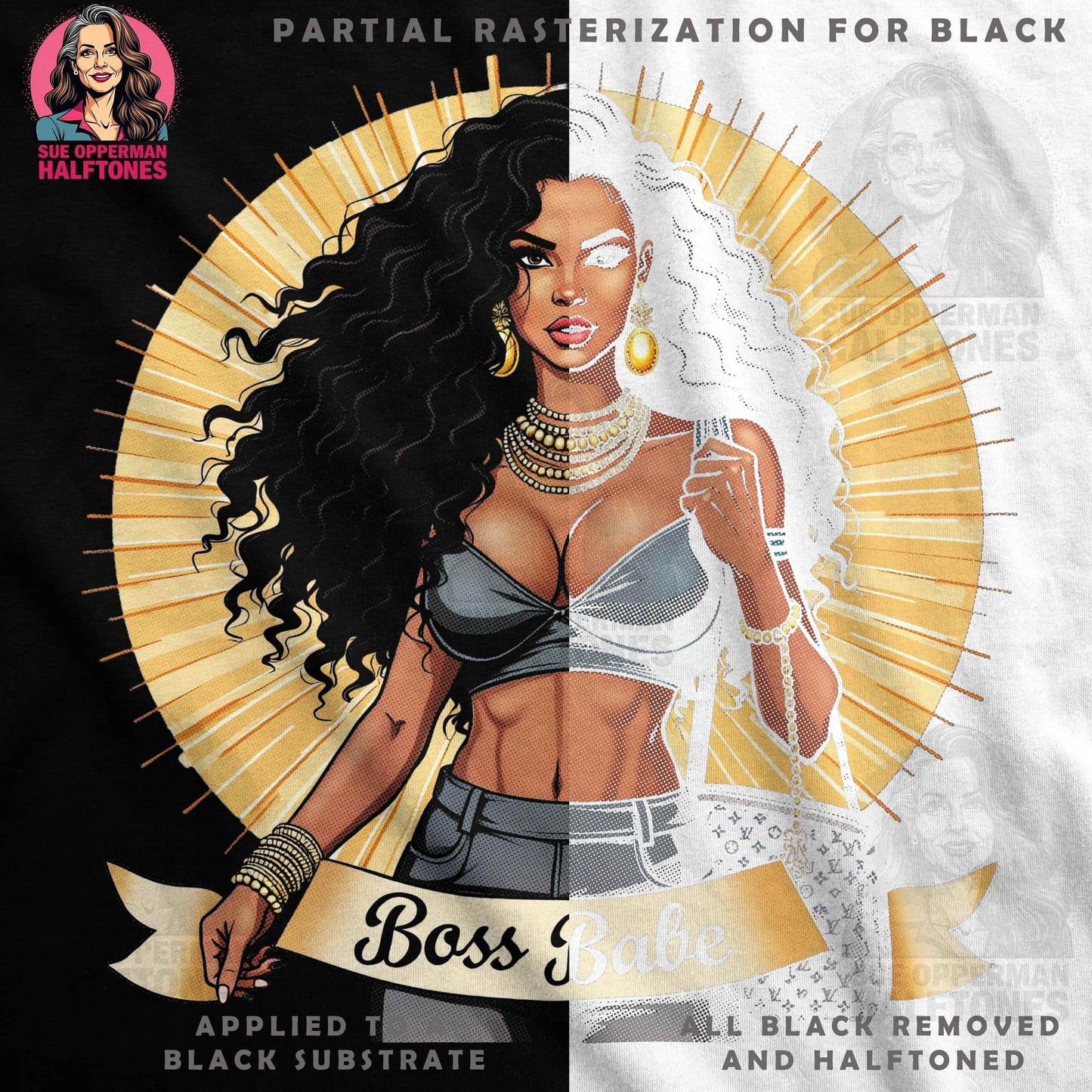Glamour Boss Babe Fashion Halftone T-Shirt Design - halftone PNG for T-shirts – Sue Opperman Halftones