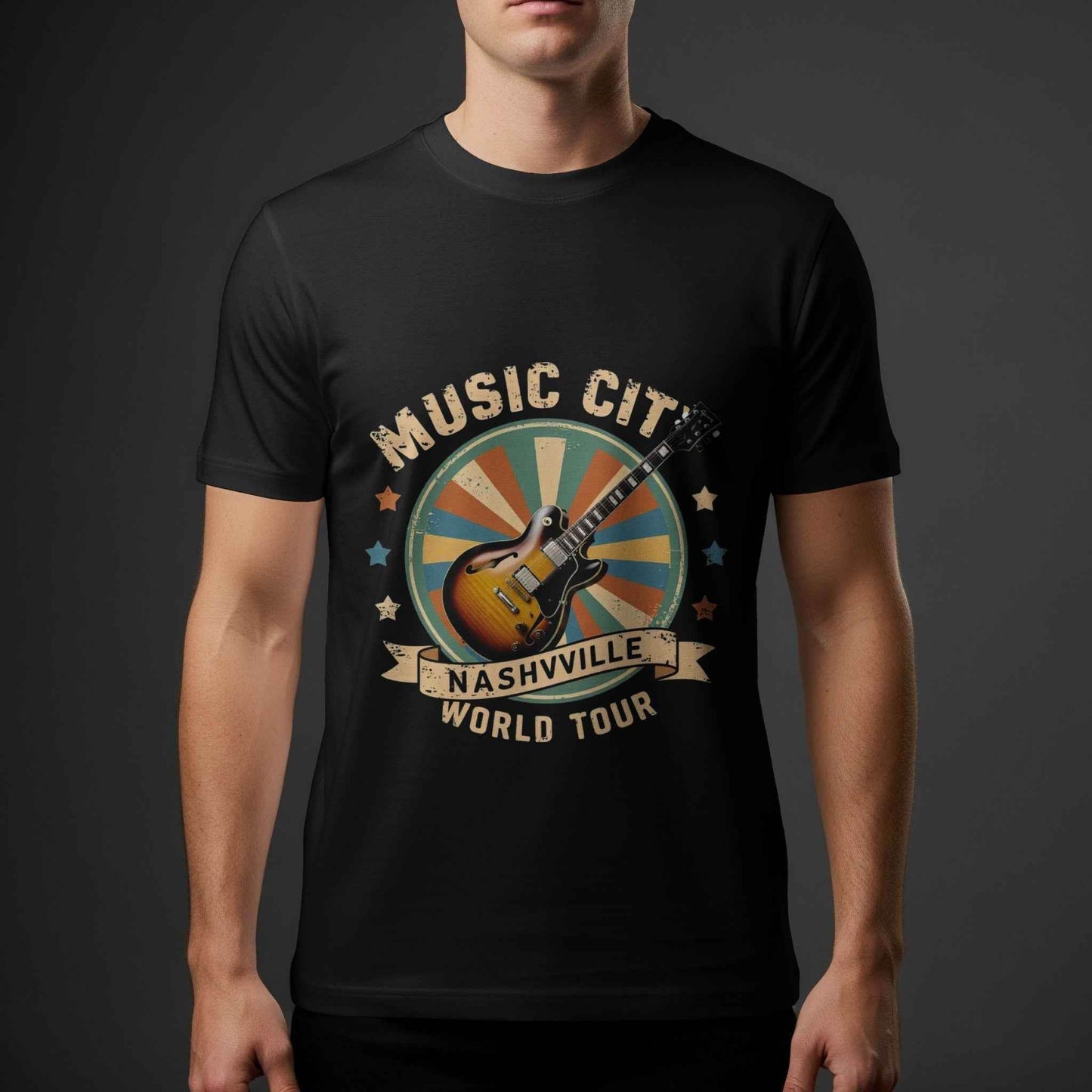 Music City Nashville Guitar Halftoned T-Shirt Design - halftone PNG for T-shirts – Sue Opperman Halftones