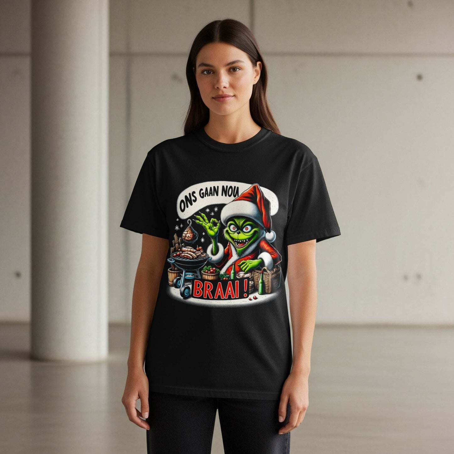 Christmas Grinch Ons Gaan Nou Braai Halftoned T-Shirt Design - halftone PNG for T-shirts – Sue Opperman Halftones