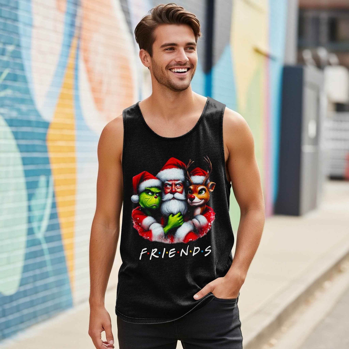 Christmas Friends Santa Grinch Halftoned T-Shirt Design - halftone PNG for T-shirts – Sue Opperman Halftones