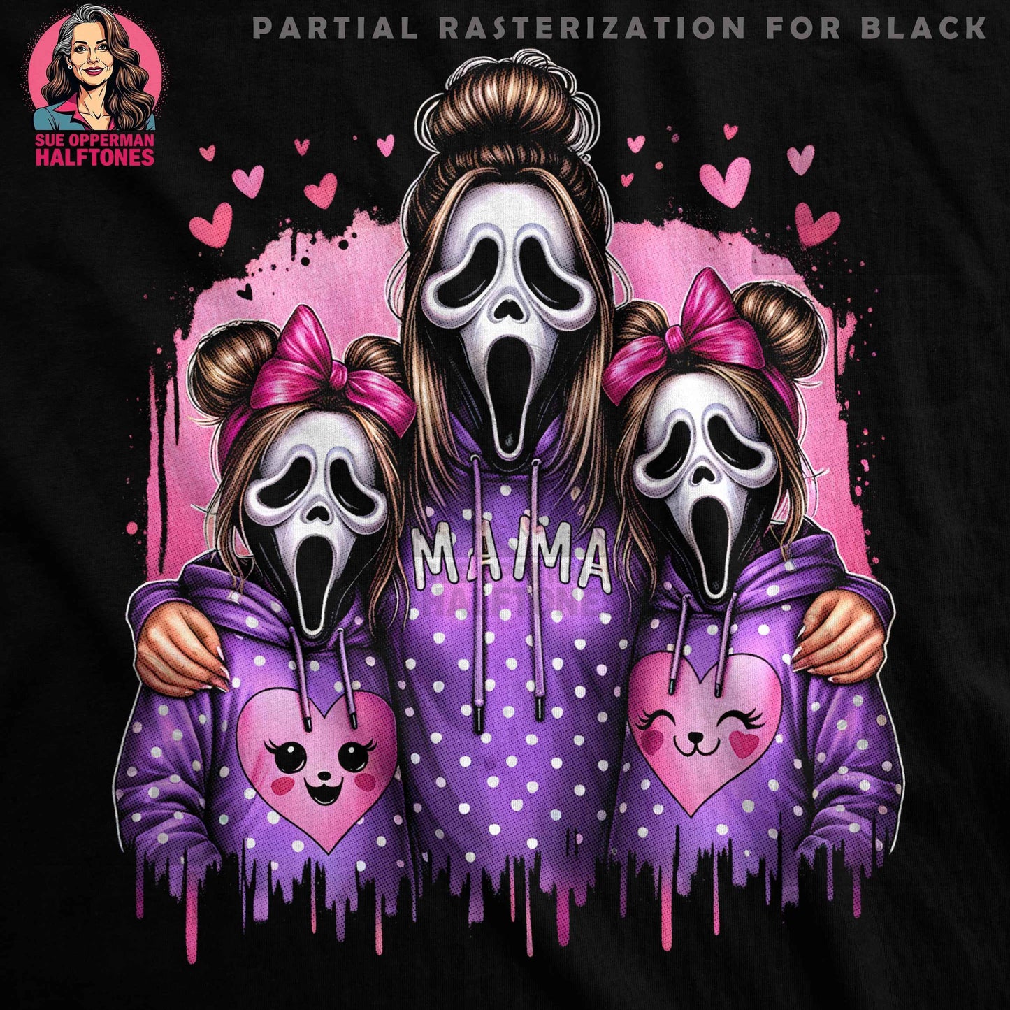 Scream Mama Girls Squad Halloween Digital Halftoned T-Shirt Design - halftone PNG for T-shirts – Sue Opperman Halftones