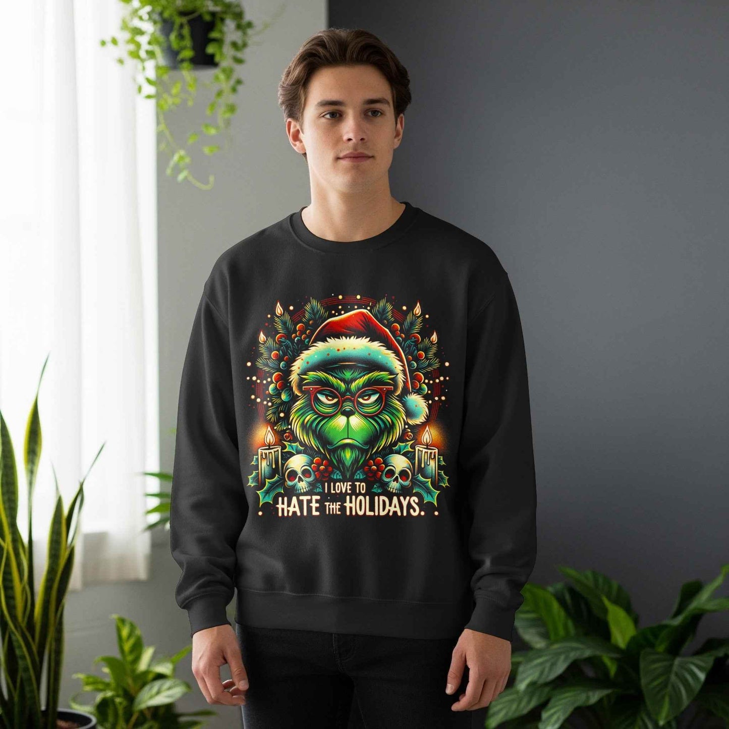 Christmas Grinch Holidays I Love To Hate Digital Halftoned T-Shirt Design - halftone PNG for T-shirts – Sue Opperman Halftones