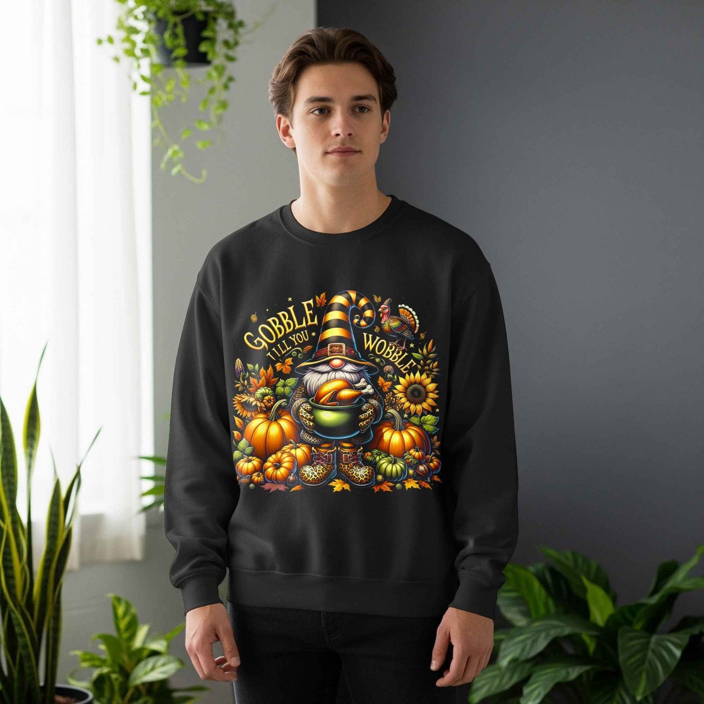 Thanksgiving Gnome with Turkey Digital Halftoned T-Shirt Design - halftone PNG for T-shirts – Sue Opperman Halftones