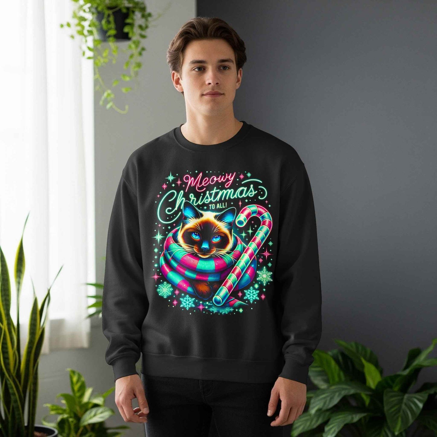 Christmas Cat Meowy Holiday Halftone T-Shirt Design - halftone PNG for T-shirts – Sue Opperman Halftones