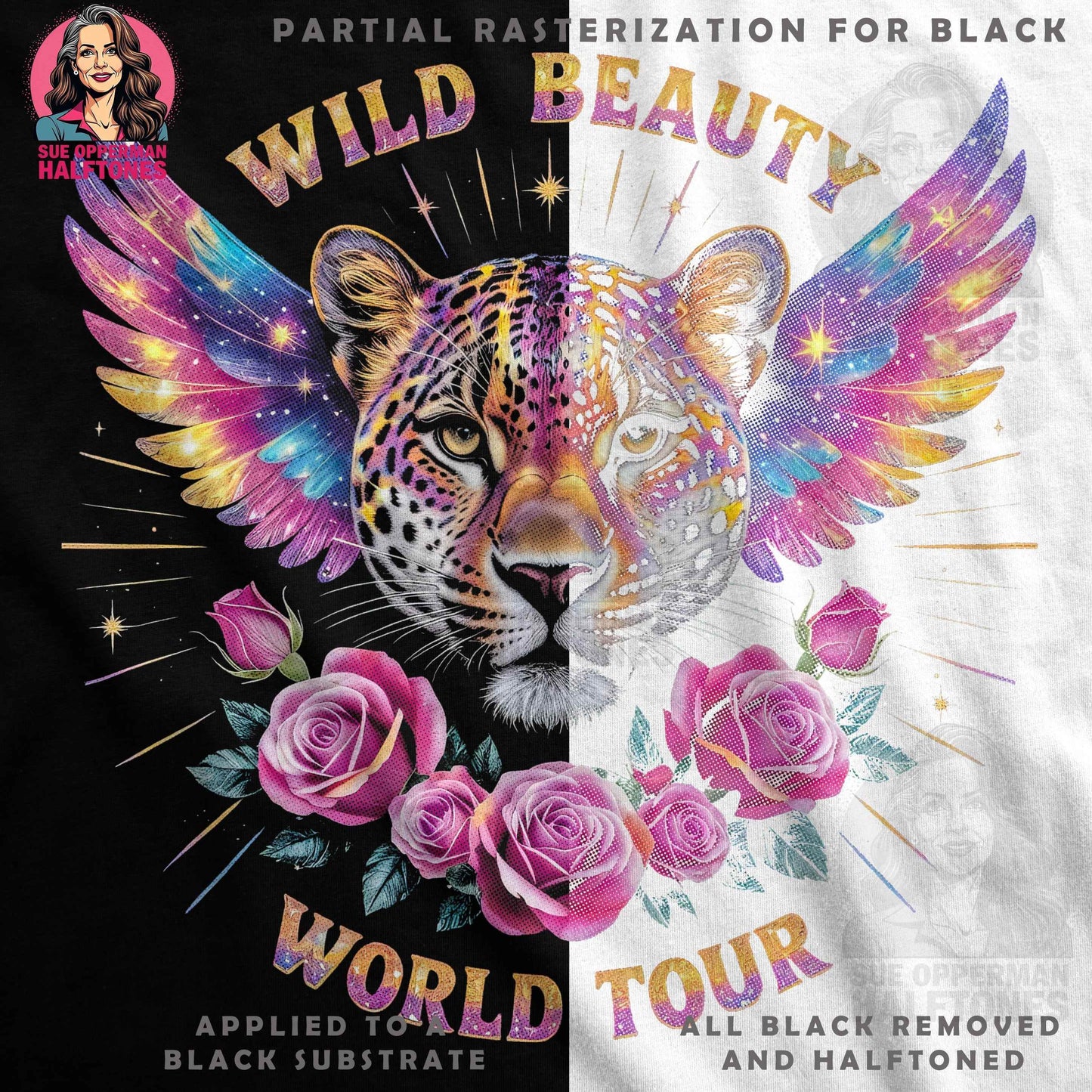 Animals Wild Beauty World Tour Halftoned T-Shirt Design - halftone PNG for T-shirts – Sue Opperman Halftones