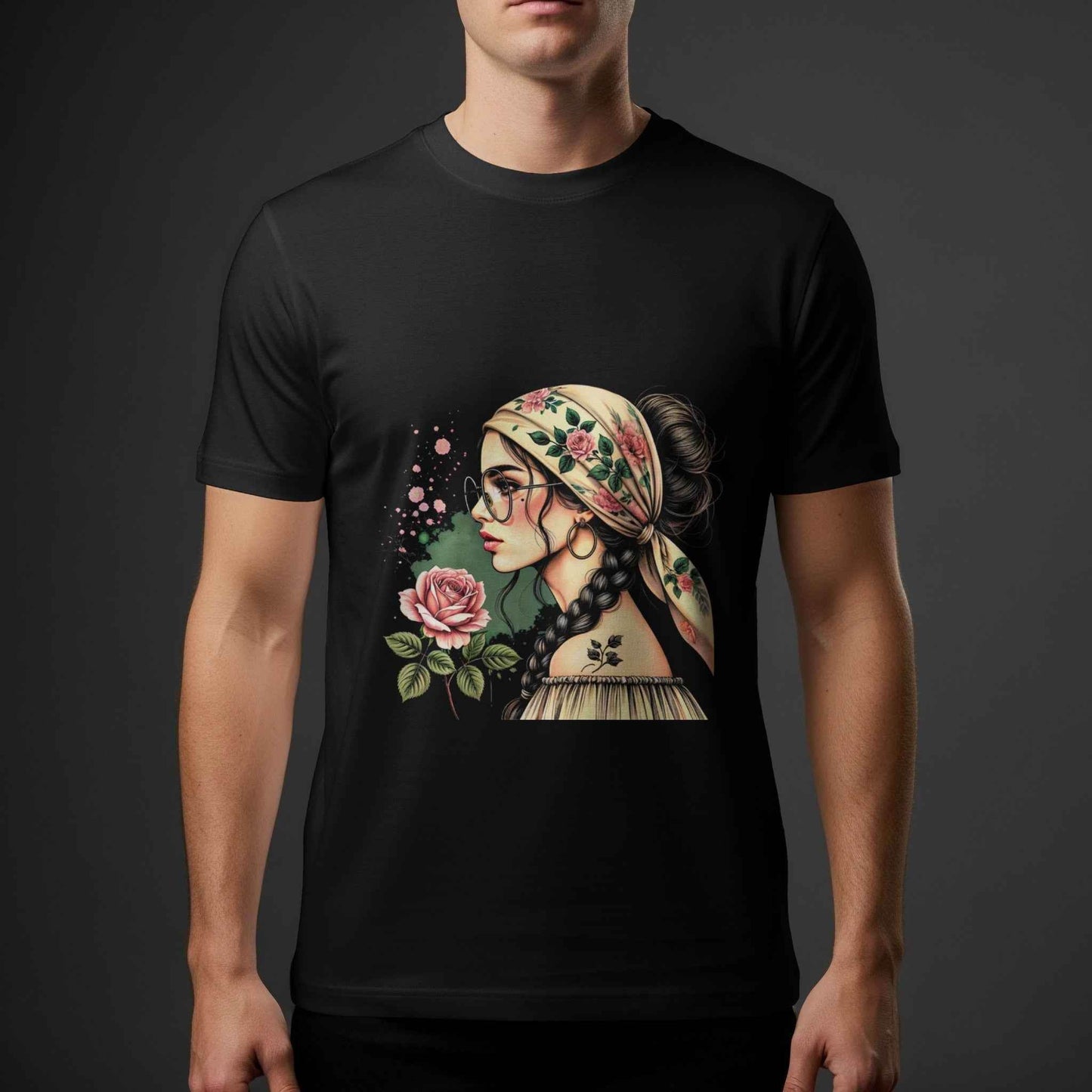 Glamour Woman With Rose Flower Halftone T-Shirt Design - halftone PNG for T-shirts – Sue Opperman Halftones