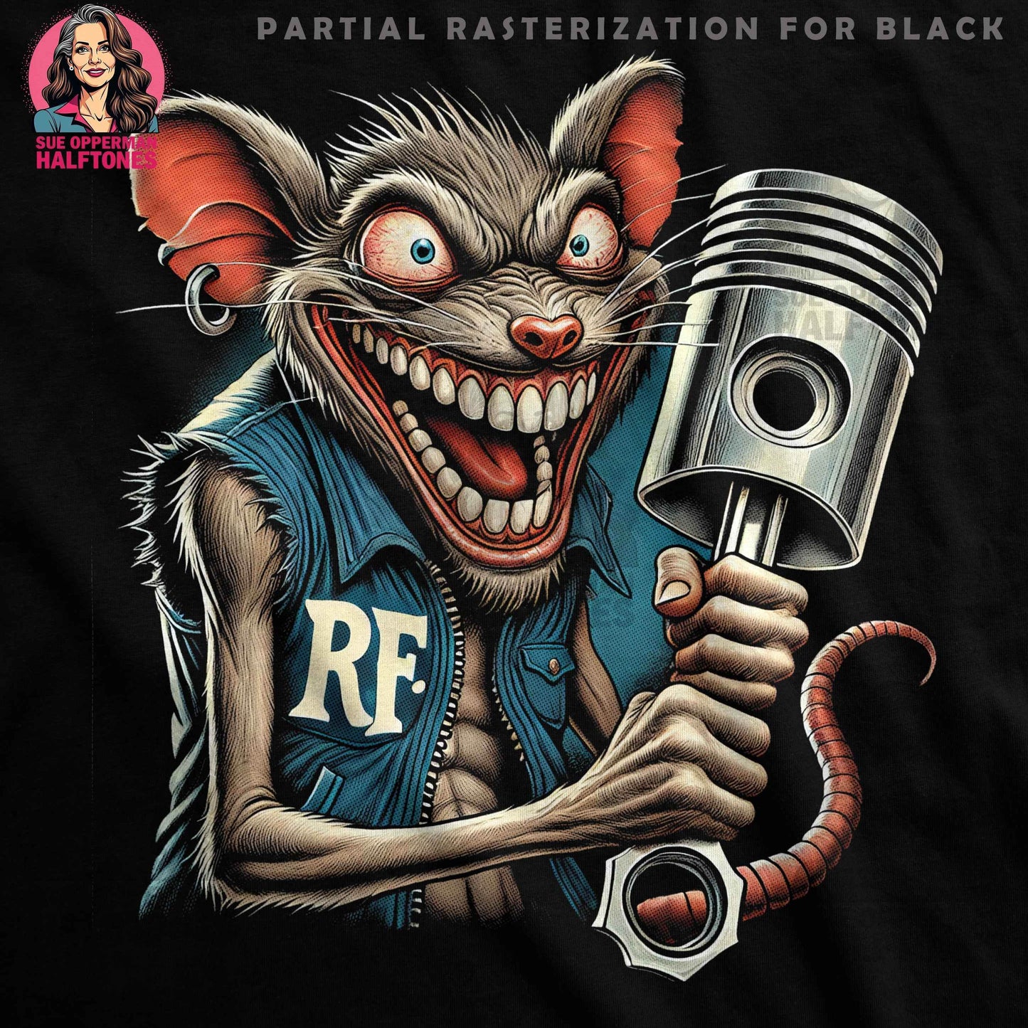 Rat Rod Piston Graphic Art Halftone T-Shirt Design - halftone PNG for T-shirts – Sue Opperman Halftones