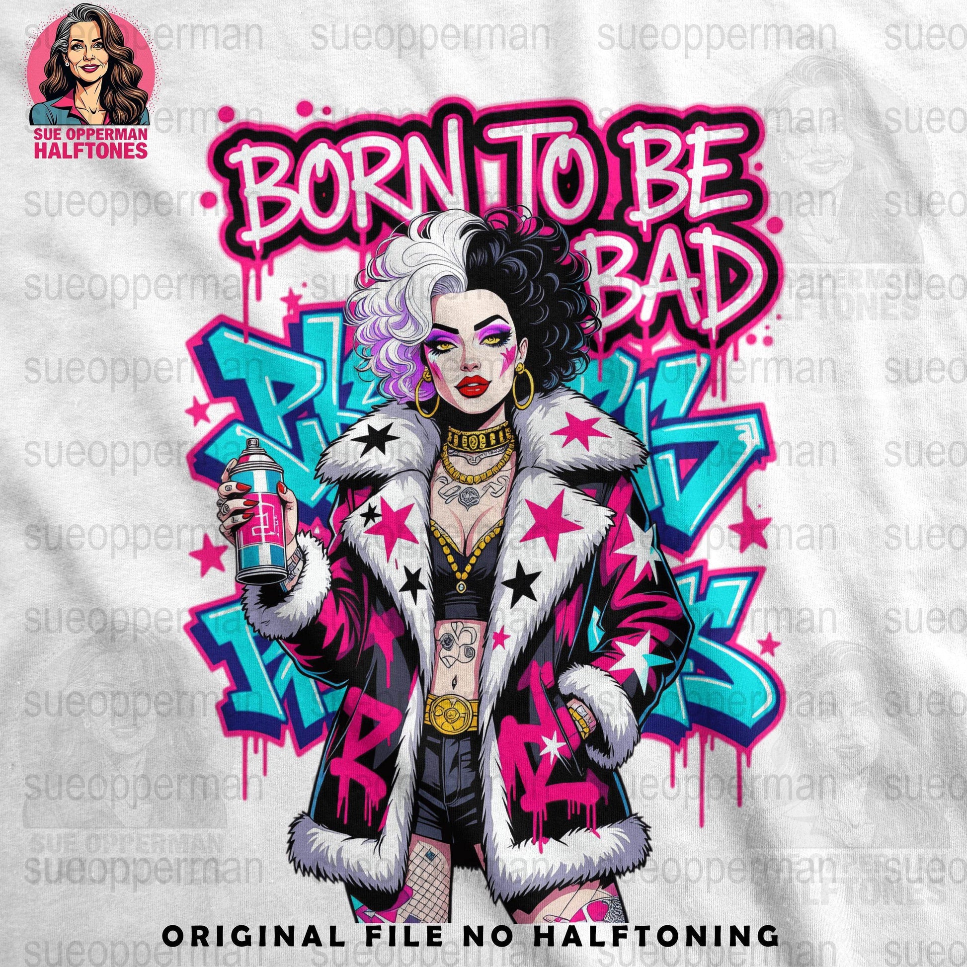 Born To Be Bad Universal Print Bundle - halftone PNG for T-shirts – Sue Opperman Halftones