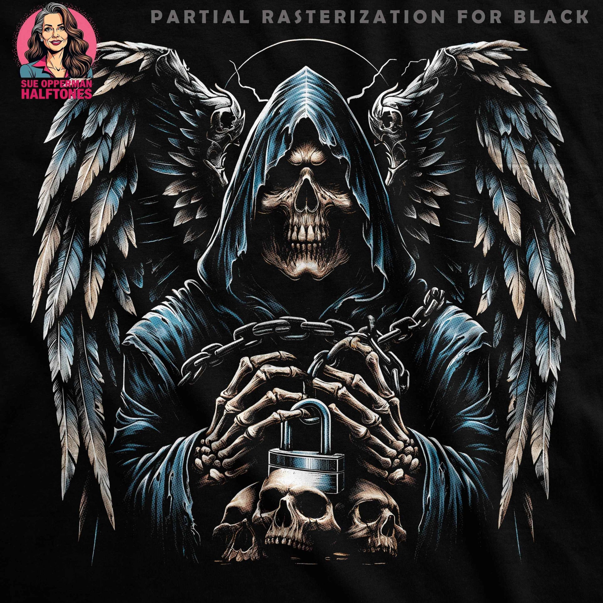 Gothic Grim Reaper Angel Halftone T-Shirt Design - halftone PNG for T-shirts – Sue Opperman Halftones