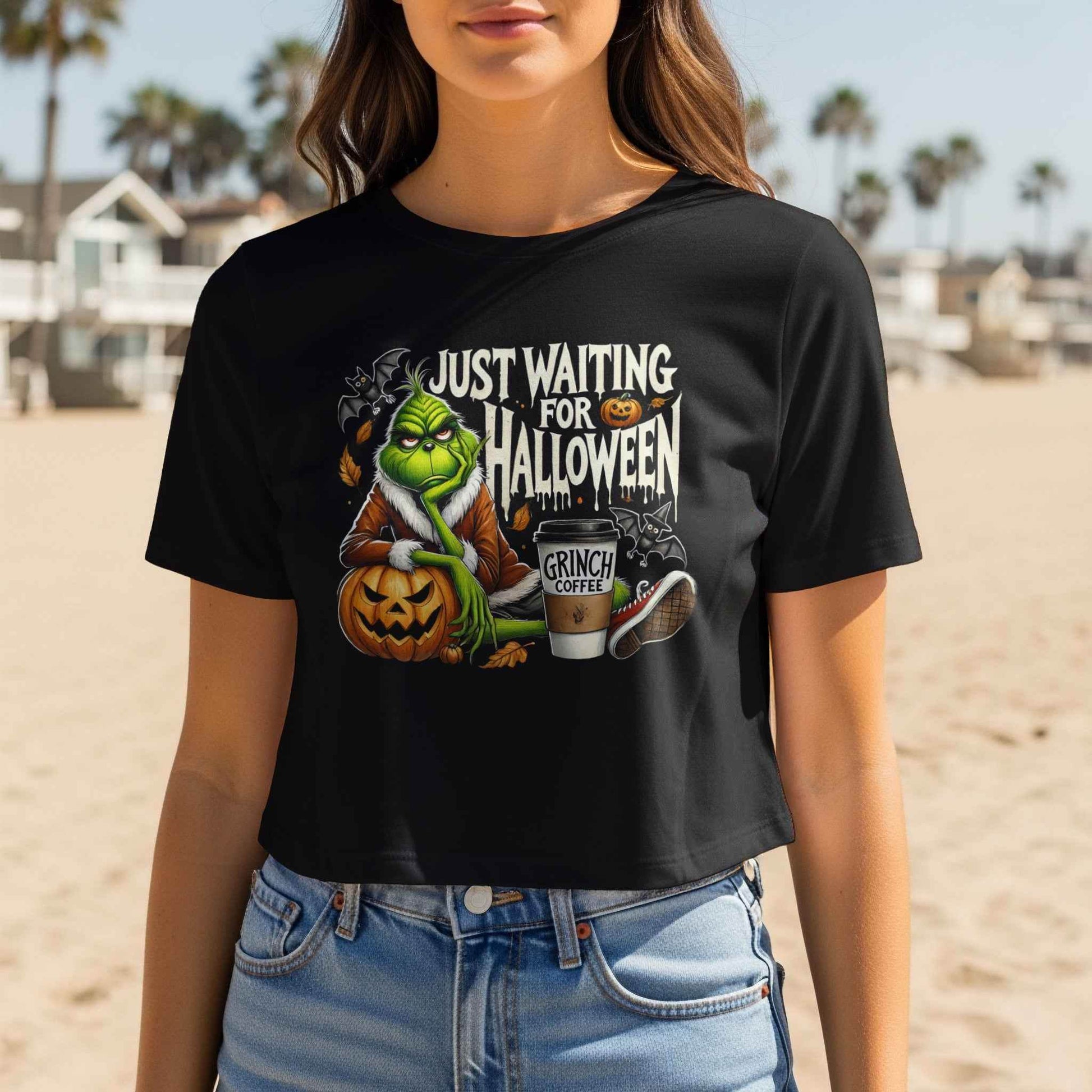 Halloween Grinch Waiting Funny Halftoned T-shirt Design - halftone PNG for T-shirts – Sue Opperman Halftones
