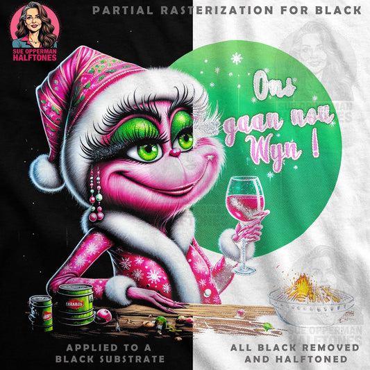 Christmas Grinch Wine Drink Halftoned T-Shirt Design - halftone PNG for T-shirts – Sue Opperman Halftones