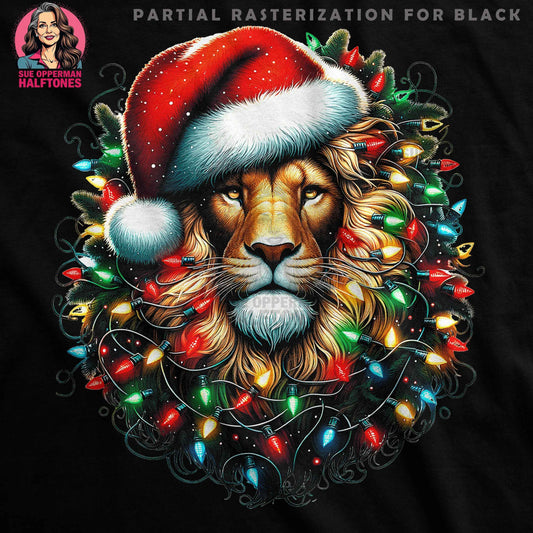 Christmas Lion With Lights Halftone T-Shirt Designs - halftone PNG for T-shirts – Sue Opperman Halftones
