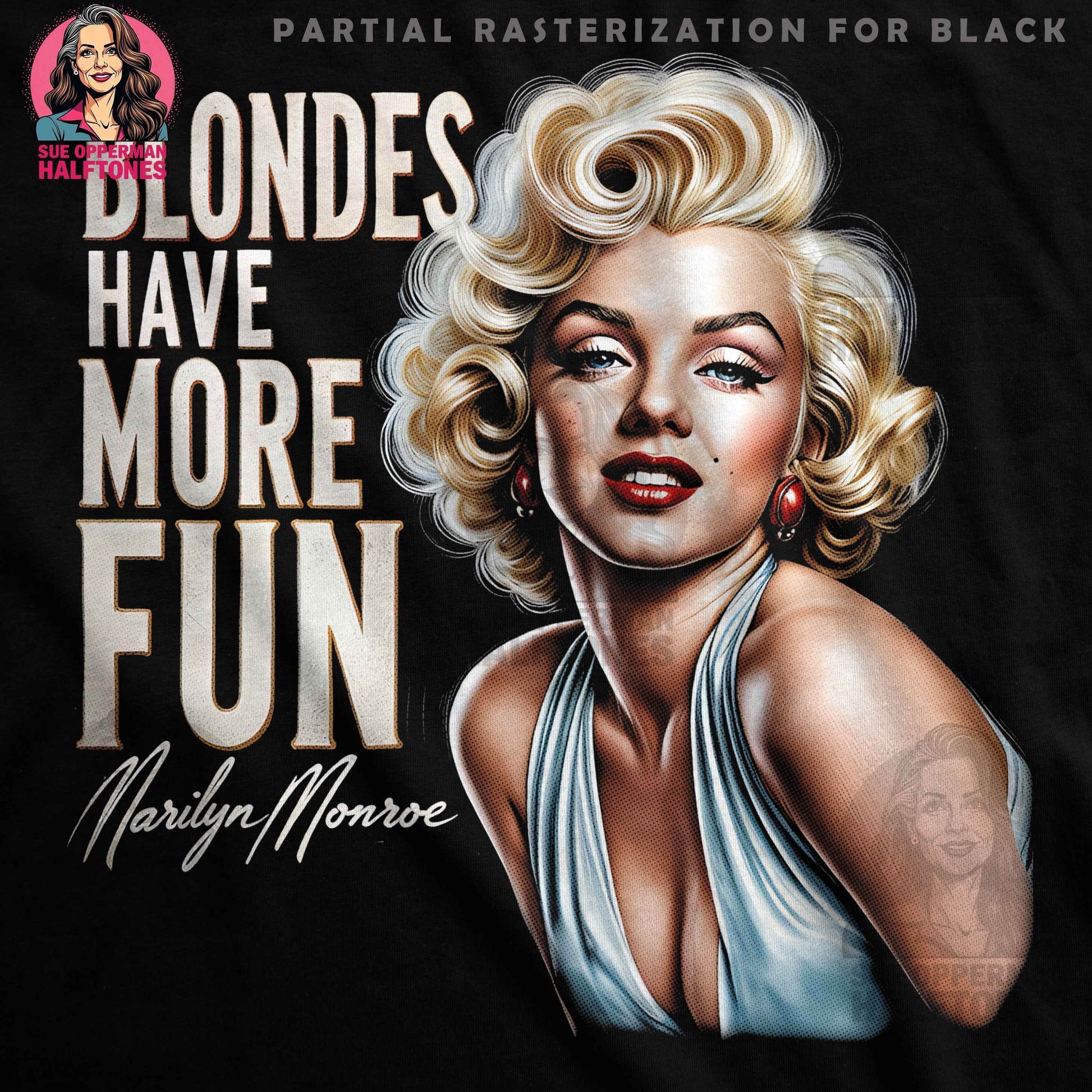 Celebrities Marilyn Monroe Halftone T-Shirt Design - halftone PNG for T-shirts – Sue Opperman Halftones