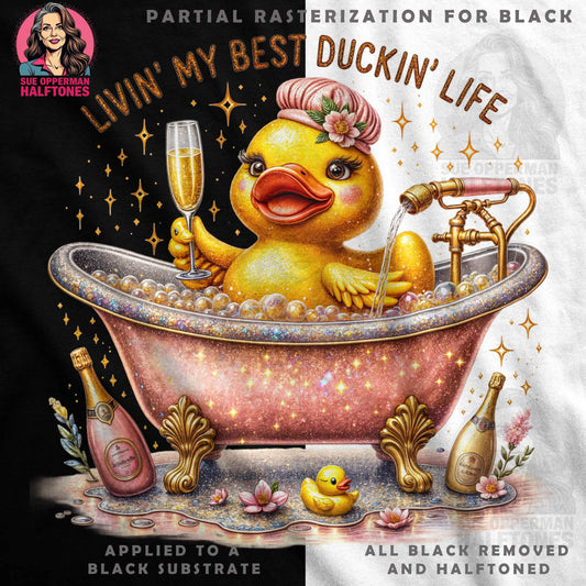 Duck Life in Bathtub Halftone T-Shirt Design Digital - halftone PNG for T-shirts – Sue Opperman Halftones