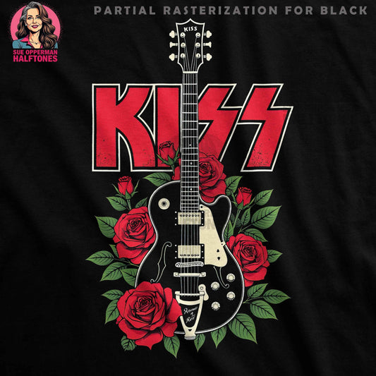 Music with Roses Guitar Halftone T-Shirt Design - halftone PNG for T-shirts – Sue Opperman Halftones