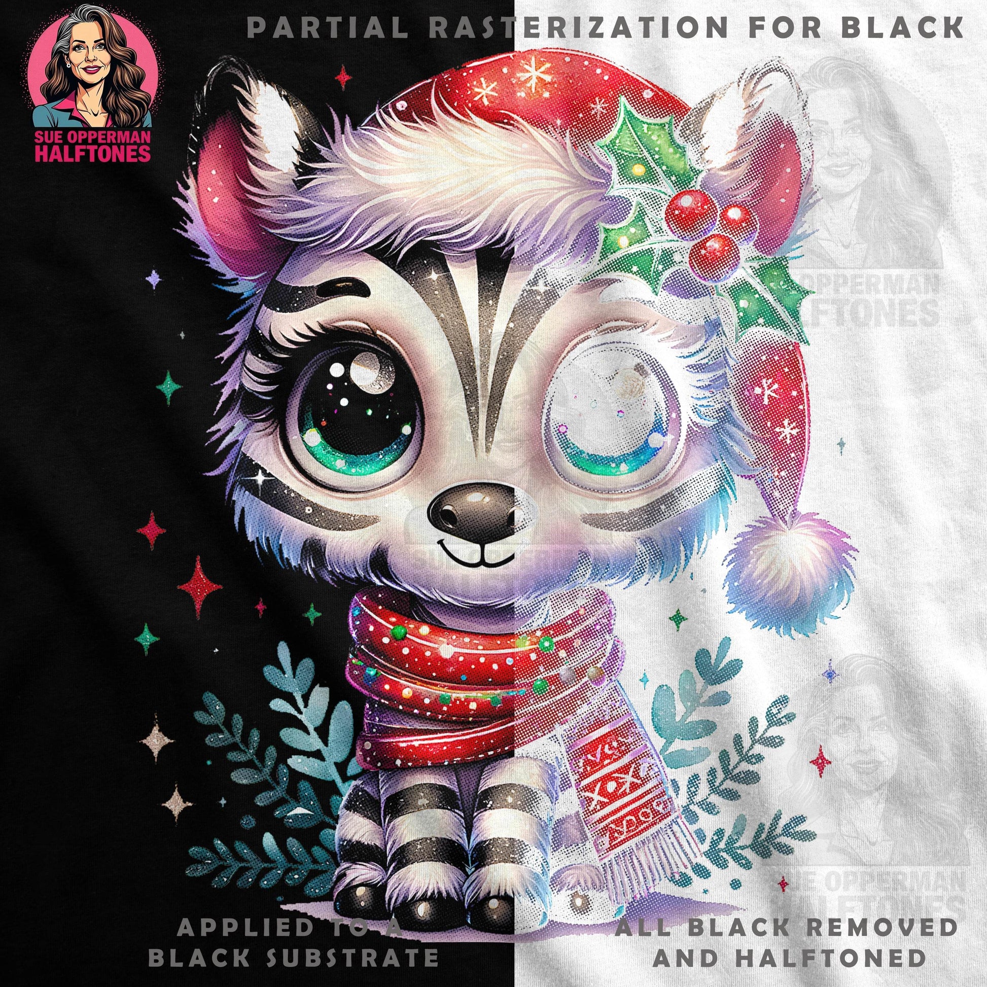 Christmas Cute Tiger Halftone T-Shirt Design - halftone PNG for T-shirts – Sue Opperman Halftones