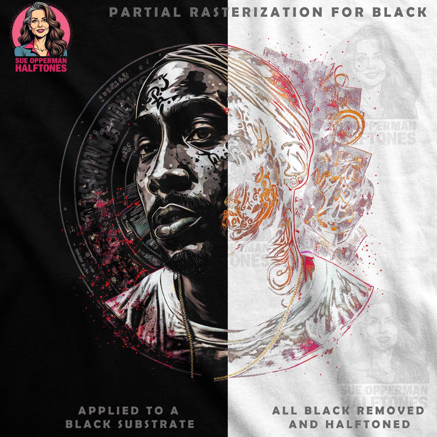 Tupac Inspired Artwork Halftone T-Shirt Design - halftone PNG for T-shirts – Sue Opperman Halftones