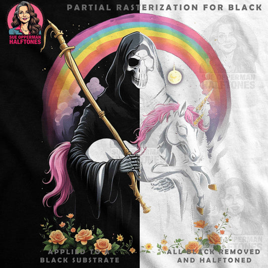 Grim Reaper Unicorn Rainbow Halftone T-Shirt Design Digital - halftone PNG for T-shirts – Sue Opperman Halftones