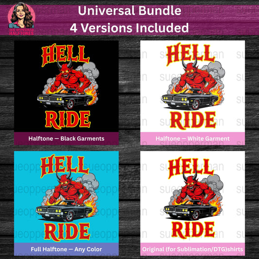 Hell Ride Universal Print Bundle - halftone PNG for T-shirts – Sue Opperman Halftones