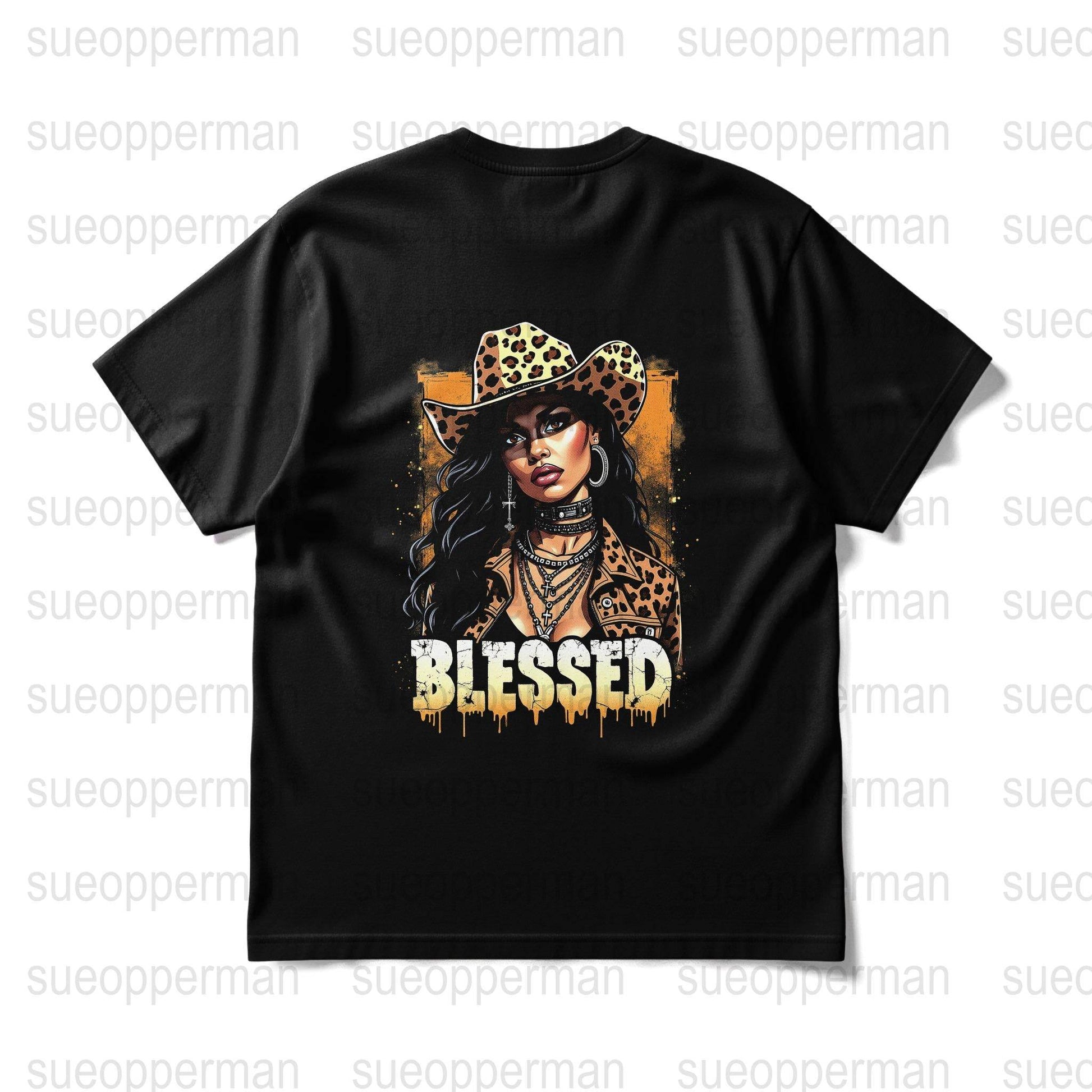 Cowgirl Blessed Halftone T-Shirt Design Digital - halftone PNG for T-shirts – Sue Opperman Halftones