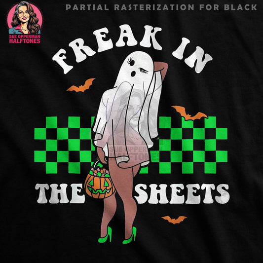 Halloween Ghost Freak in Sheets Halftoned T-Shirt Design - halftone PNG for T-shirts – Sue Opperman Halftones