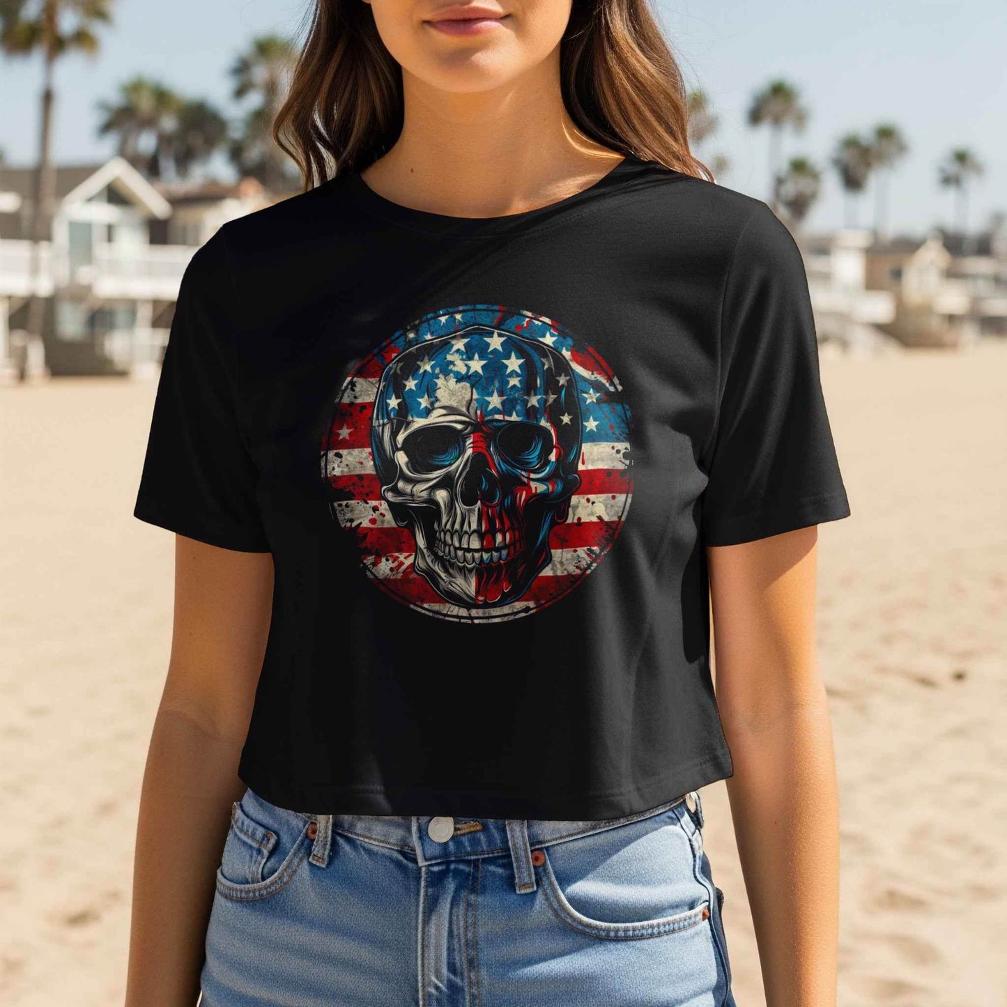 American Flag Skull Patriotic Halftone T-Shirt Design - halftone PNG for T-shirts – Sue Opperman Halftones