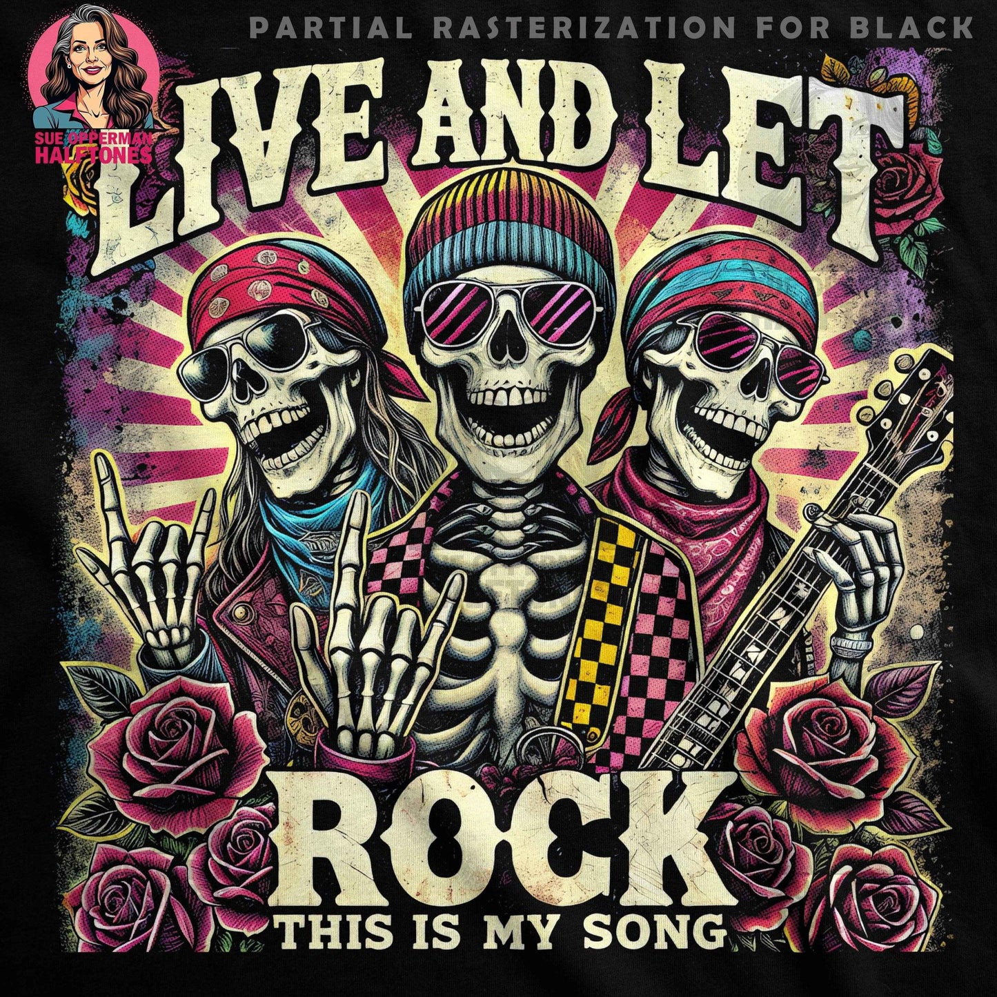 Rock Band Skeletons Halftone T-Shirt Design Digital - halftone PNG for T-shirts – Sue Opperman Halftones