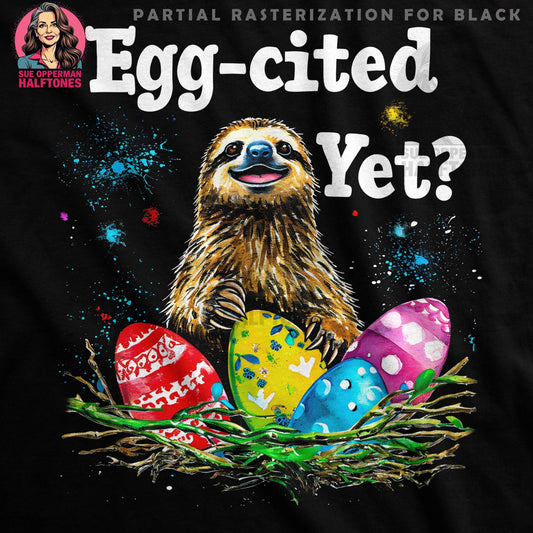Eggcited Sloth Easter Eggs Halftone T-Shirt Design - halftone PNG for T-shirts – Sue Opperman Halftones