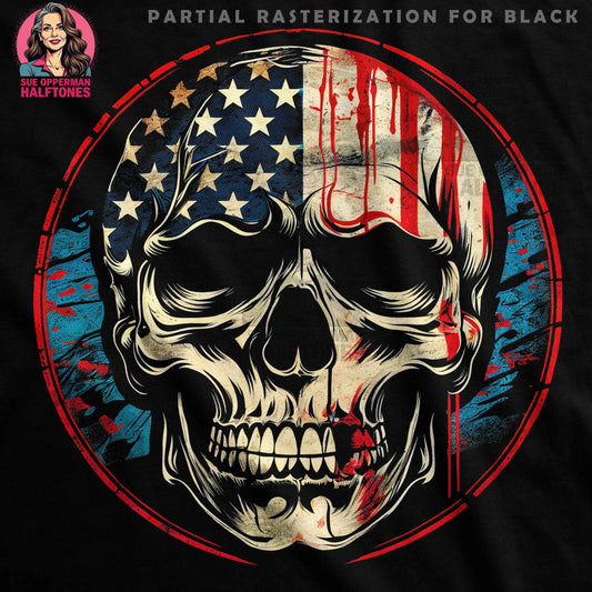 Patriotic Skull with USA Flag Halftone T-Shirt Design - halftone PNG for T-shirts – Sue Opperman Halftones