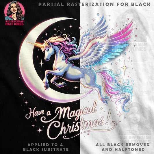 Christmas Unicorn Have a Magical Christmas Digital Halftone T-Shirt Design - halftone PNG for T-shirts – Sue Opperman Halftones