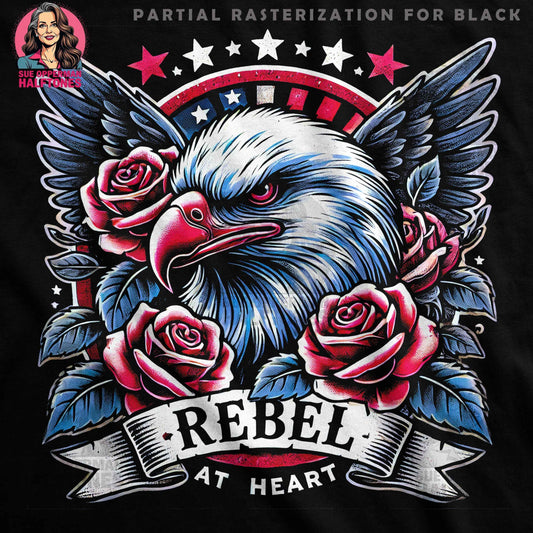 Patriotic Eagle with Roses Halftoned T-Shirt Design - halftone PNG for T-shirts – Sue Opperman Halftones