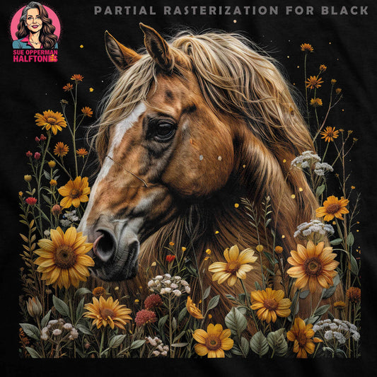 Animals Floral Horse Halftone T-Shirt Design - halftone PNG for T-shirts – Sue Opperman Halftones