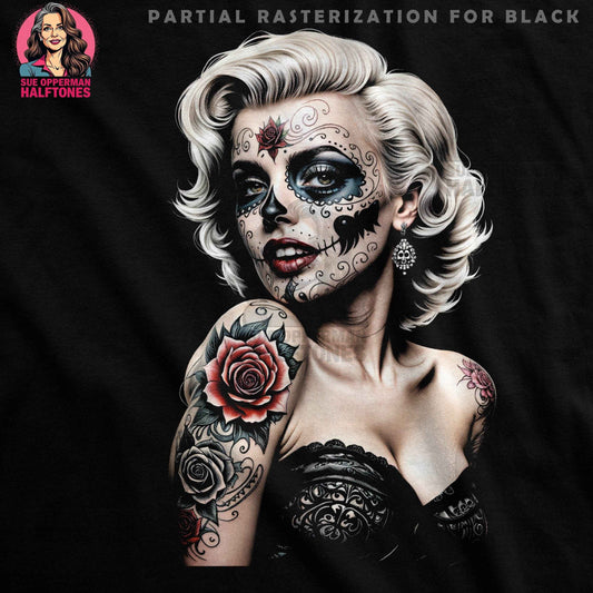 Sugar Skull Woman Glam Halftone T-Shirt Design Digital - halftone PNG for T-shirts – Sue Opperman Halftones