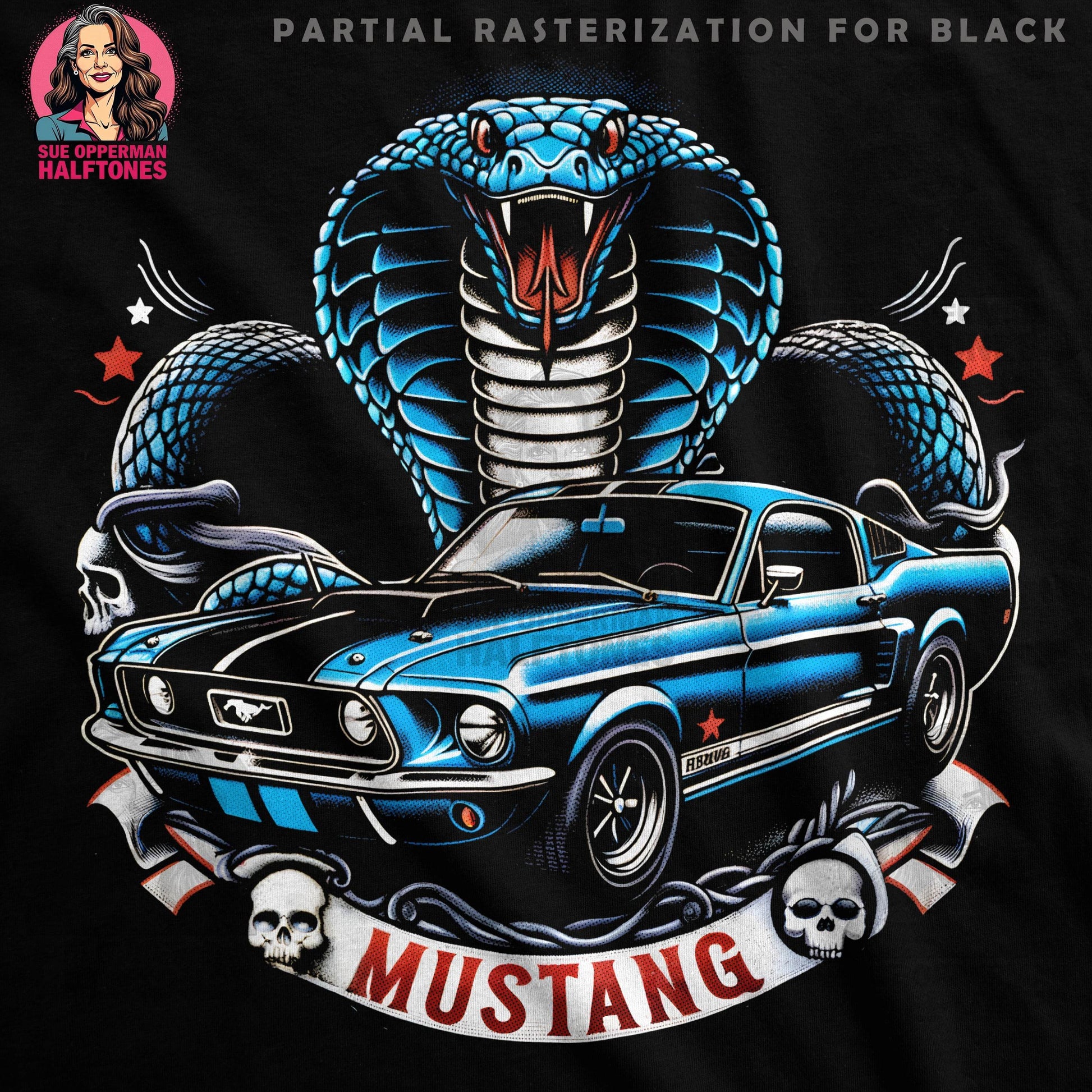 Cobra Mustang Halftone T-Shirt Design - halftone PNG for T-shirts – Sue Opperman Halftones