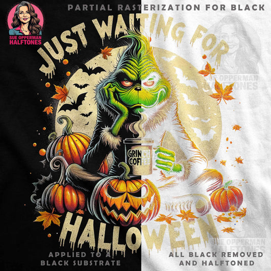 Halloween Grinch Waiting Halftone T-shirt Design - halftone PNG for T-shirts – Sue Opperman Halftones