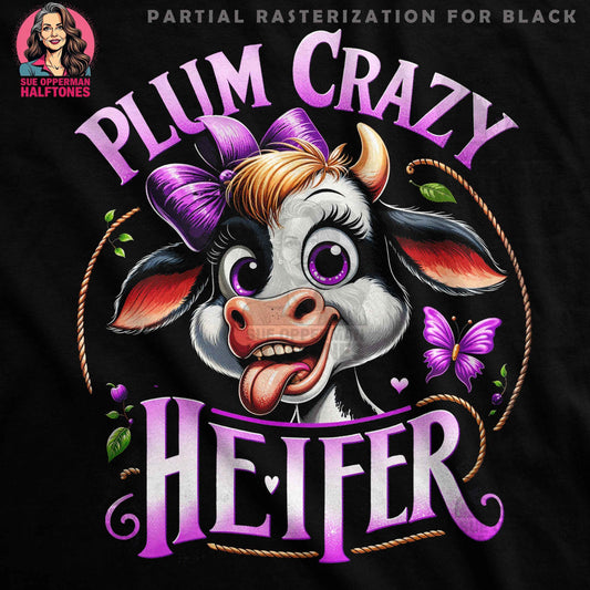 Animals Heifer Plum Crazy Halftone T-Shirt Designs - halftone PNG for T-shirts – Sue Opperman Halftones